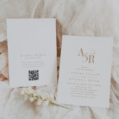 ANDREA QR Code Classic Gold White Initials Wedding Einladung