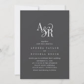 ANDREA QR Code Gray Dark Academia Initials Wedding Einladung (Vorderseite)