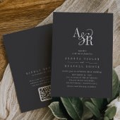 ANDREA QR Code Gray Dark Academia Initials Wedding Einladung