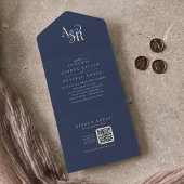 ANDREA QR Code Navy Blue Simple Minimal Wedding All In One Einladung