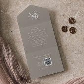 ANDREA QR Code Rustic Taupe Simple Minimal Wedding All In One Einladung