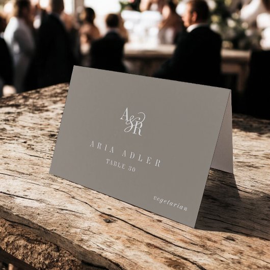 ANDREA Rustic Taupe Minimal Wedding Place Cards Tischnummer