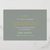 Andrea Sage Green Elegant Wedding Save the Date Folieneinladung (Vorderseite)