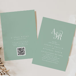 ANDREA Sage Green QR Code Klassische elegante Hoch Einladung
