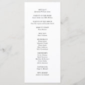 Andrea Schwarz-weiß Elegant Wedding Programm (Rückseite)