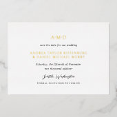 Andrea Schwarz-weiß Elegant Wedding Save the Date Folieneinladung (Vorderseite)