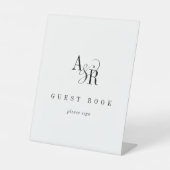 ANDREA Simple Monogram Wedding Guest Book Sign Sockelschild (Vorderseite)