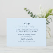 Andrea Sky Blue Elegant Wedding Save The Date (Stehend Vorderseite)