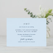 Andrea Sky Blue Elegant Wedding Save the Date Folieneinladung (Stehend vorne)