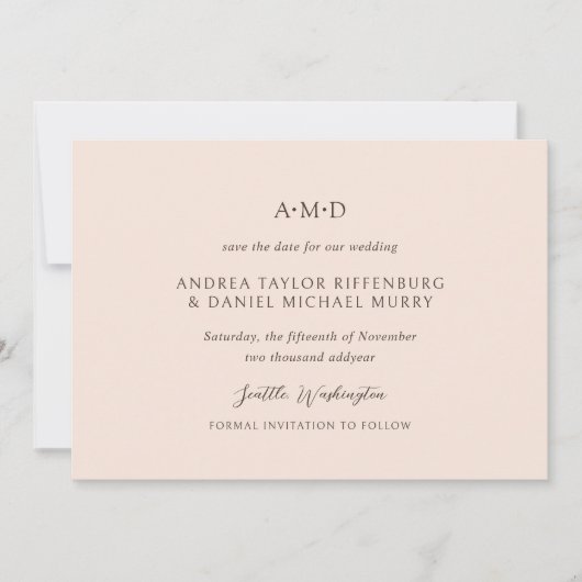 Andrea Tan Elegant Wedding Save The Date (Vorderseite)