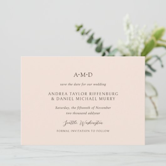 Andrea Tan Elegant Wedding Save The Date (Stehend Vorderseite)