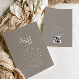 ANDREA Taupe QR Code Classic Elegant Wedding Einladung