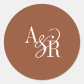 ANDREA Terracotta Modern Simple Wedding Monogram Runder Aufkleber (Vorderseite)