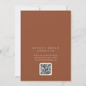 ANDREA Terracotta QR Code Boho Elegant Wedding Einladung (Rückseite)