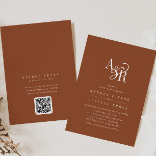 ANDREA Terrakotta QR Code Boho Elegante Hochzeit Einladung