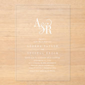 ANDREA White Modern Minimalistisch Classic Wedding Acryleinladungen (Vorderseite)