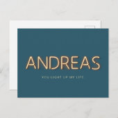 Andreas Name in Glows Neon Lights Novelty Postkarte (Vorne/Hinten)