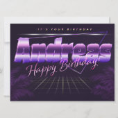 Andreas Name Vorname lila retro Karte Geburtstag (Vorderseite)