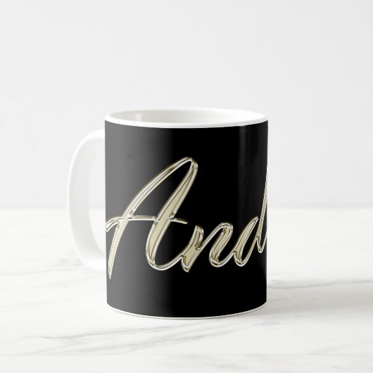 Andreas Name whitegold Tasse Teetasse Kaffeetasse (Vorderseite Links)