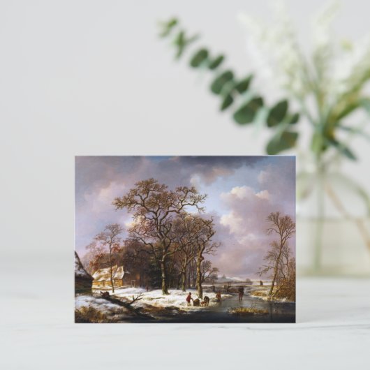Andreas Schelfhout Winterlandschaft Postkarte (Stehend Vorderseite)