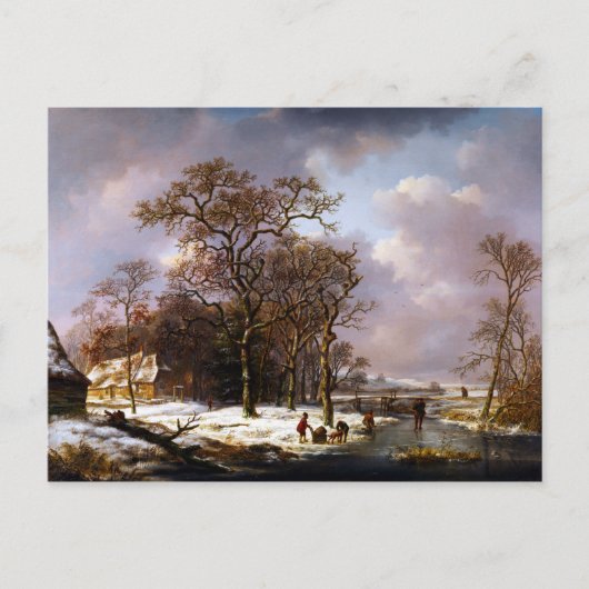 Andreas Schelfhout Winterlandschaft Postkarte (Vorderseite)