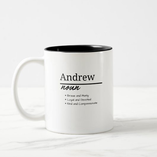Andrew, Boy Personalisiert Name Definition Zweifarbige Tasse (Links)
