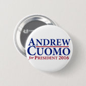 Andrew Cuomo für Präsidenten 2016 Knopf Button (Vorne & Hinten)