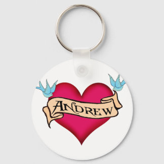 Andrew - Custom Heart Tattoo T - Shirt & Gifts Schlüsselanhänger
