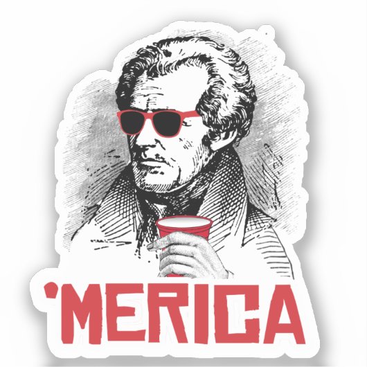 Andrew Jackson "Merican Party Aufkleber (Vorderseite)