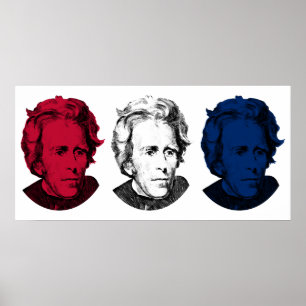 Andrew Jackson rot, weiß und Blau Poster