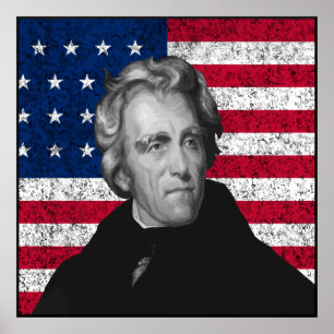 Andrew Jackson und die US-Flagge — Grenzen Poster