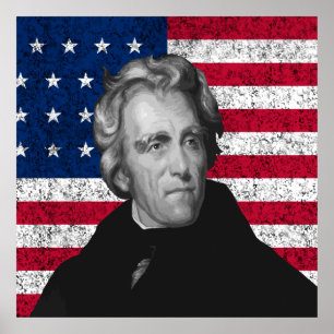 Andrew Jackson und die US-Flagge Poster