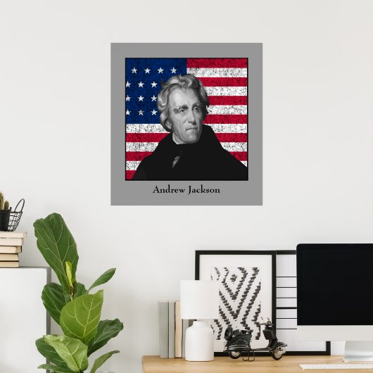 Andrew Jackson und die US-Flagge Poster (Heimbüro)