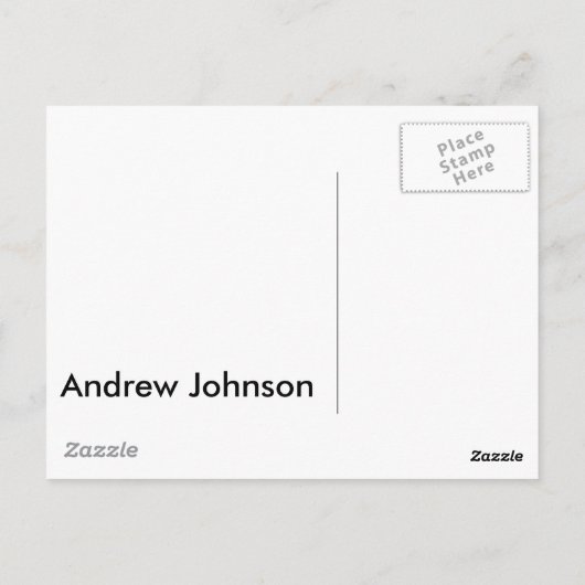 Andrew Johnson Postkarte (Rückseite)