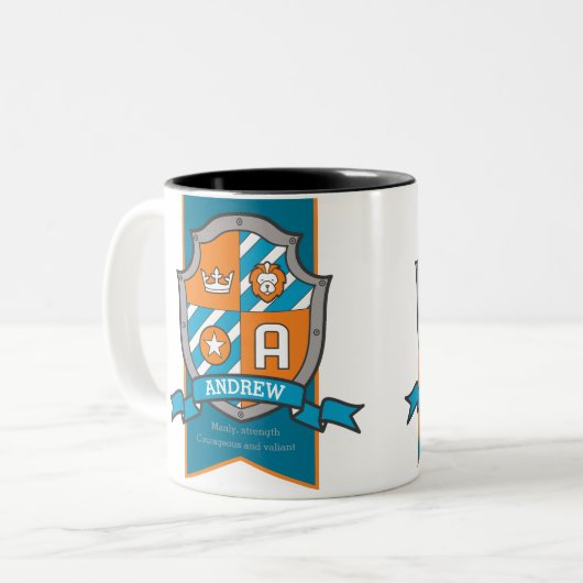 Andrew Letter A Wappen orange Name bedeutet Tasse (Vorderseite Links)