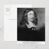 Andrew Marvell , eingraviert von John Raphael Smit Postkarte (Vorne/Hinten)