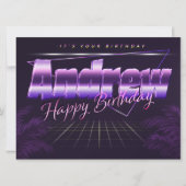 Andrew Name Vorname lila retro Karte Geburtstag (Vorderseite)