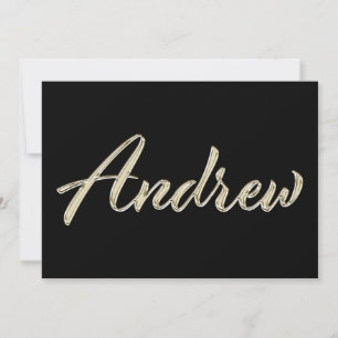 Andrew Name white gold Handwriting Karte