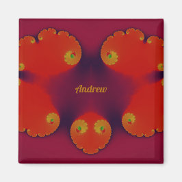 ANDREW ~ Red Scarlet Blue and Yellow Pattern ~ Magnet