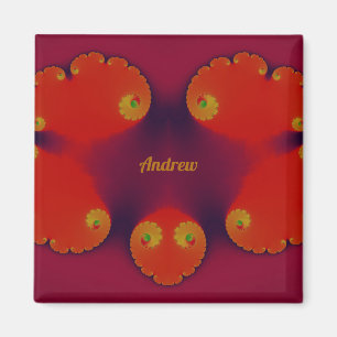 ANDREW ~ Red Scarlet Blue and Yellow Pattern ~ Magnet