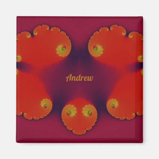 ANDREW ~ Red Scarlet Blue and Yellow Pattern ~ Magnet (Vorne)