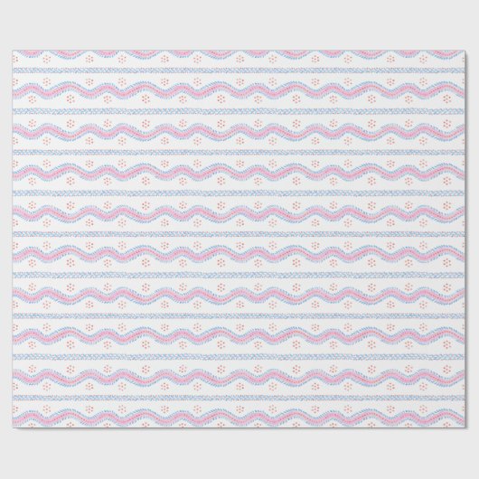 Andrew Stripe Pink und blau Geschenkpapier (Flach)