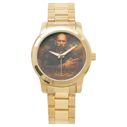 Andrew Tate Oversized Gold Bracelet Watch Armbanduhr (Vorderseite)