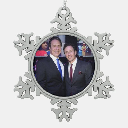 Andrew und Chris Cuomo Schneeflocken Zinn-Ornament (Vorderseite)