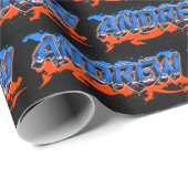 Andrew Vorname Name Graffiti blue orange Geschenkpapier (Rolleneckpunkt)