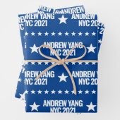 Andrew Yang NYC 2021 White Stars Pattern Blue Geschenkpapier Set (Beispiel)