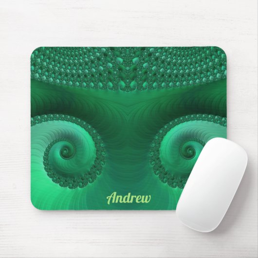 ANDREW ~ Zany Shades of Green Fraktal Pattern Mousepad (Mit Mouse)