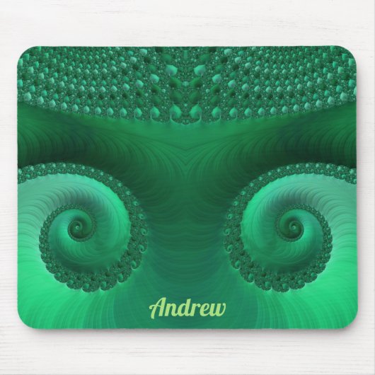 ANDREW ~ Zany Shades of Green Fraktal Pattern Mousepad (Vorne)