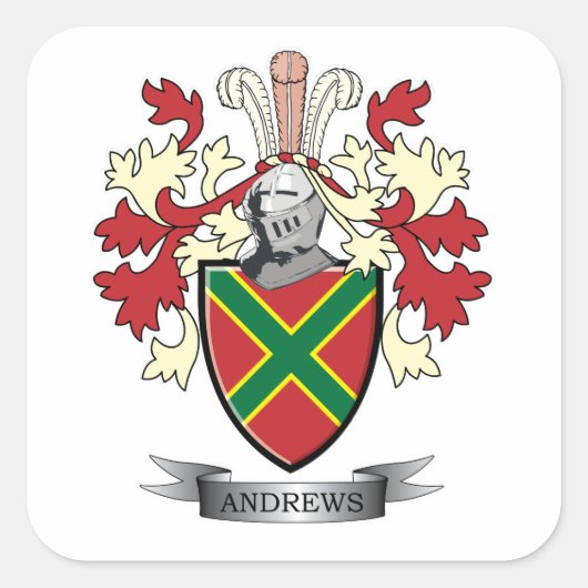 Andrews Familienwappen Coat of Arms Quadratischer Aufkleber (Vorderseite)