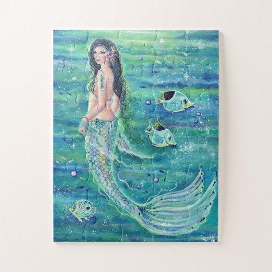 Andrina Meerjungfrau mit Angelfischpuzzle von Rene Puzzle (Vertikal)